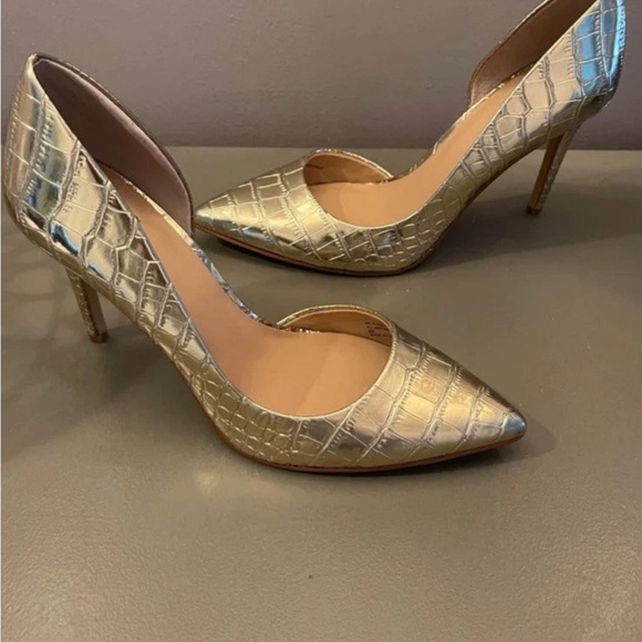 INC International Concepts Shoes - INC International Concepts Kenjay d’Orsay Stiletto Gold Croc-Embossed Women’s 8M